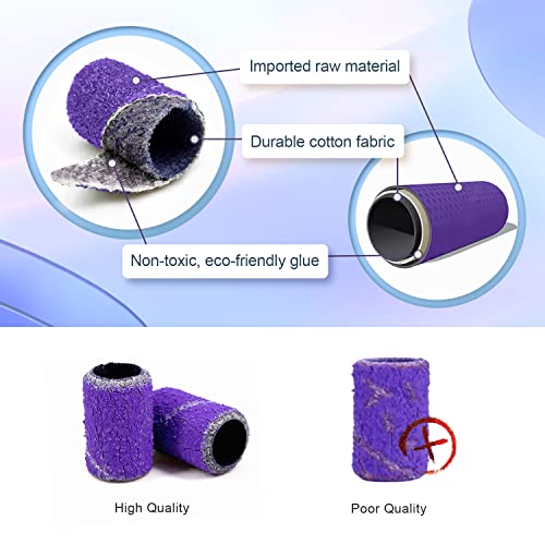 Sanding Bands for Nail Drill, Nail Drill Bits CORFULRA 300pcs 6 Colors Coarse Fine Nail Sander Set #80#100#120#150#180#240 Grits Sanding Bands, Rainbow Mandrel Nail Drill Bit for Acrylic Nails.