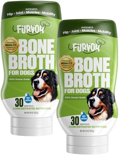 Mobility Support Beef Bone Broth for Dogs | Hip & Joint Support for Dogs | Glucosamine & Amino Acid Boosted | Human Grade Ingredients | Just add Water | Made in USA, 16 oz, 2 Pack