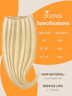 DOORES Genius Weft Hair Extensions Remy Human Hair, 20 Inch Drity Blonde Highlight Golden Blonde 60g, Hand Tied Extensions Human Hair