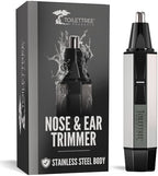 ToiletTree Products Nose Hair Trimmer with LED Light - Stainless Steel, Heavy-Duty Casing - Ear & Nose Hair Trimmer - Men's Grooming Trimmer for Beard, Eyebrows, and Ears