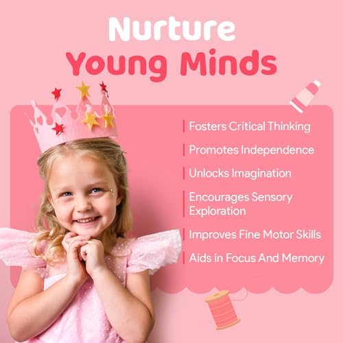Unicorn Craft Box - 10 Fun Arts and Crafts for Kids Ages 4-8, No Mess, Educational, Mermaid Art Projects, Toddler Crafts & Activities Kit with Supplies, Gift for Girls 3 4 5 6 7 8 Years Old