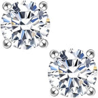 Moissanite Stud Earrings, 0.6ct-2ct DF Color Brilliant Round Cut Lab Created Moissanite Earrings 18K White Gold Plated Silver Friction Back for Women Men