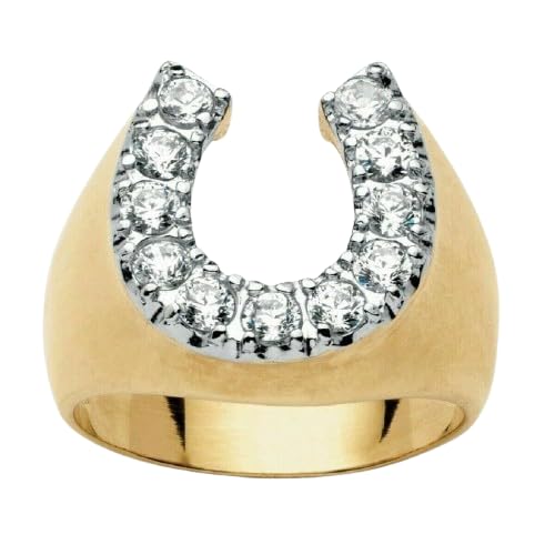 JewelCraft Haven Men's 2Ct Round Diamond Lab Created Horseshoe Band Ring, 14k Yellow Gold Finish (Yellow, 6)