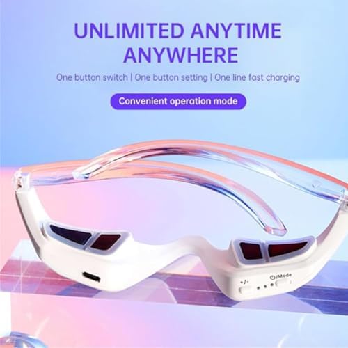 Revital Eyes Red Light Glasses, Revitaleye Therapy Advanced Under-Eye Renewal Therapy,Revitaleyes Microcurrent Eye Beauty Device, Diminishes Dark Circles and Wrinkles, Universal Size, White