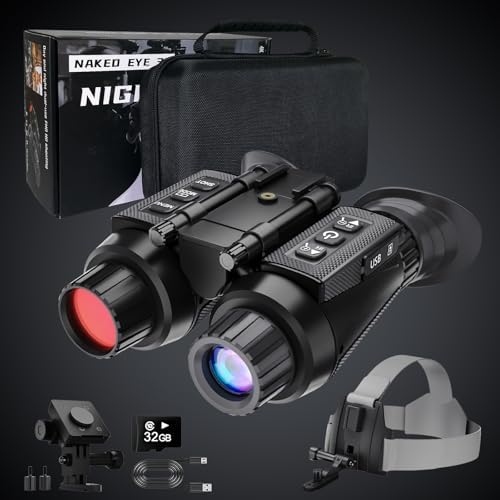 GOYOJO 4K Head-Mounted Night Vision Goggles & Binoculars for Adults – Infrared NVG with Manual Focus & 8X Digital Zoom for Hunting, Camping, and Outdoor Surveillance