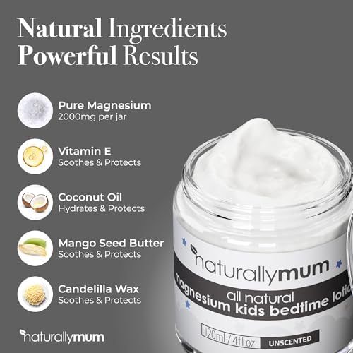 Magnesium Bedtime Lotion for Kids & Babies [NATURAL & SAFE] - Topical Kids Magnesium Cream Lotion for Sleep - Safe for Babies (6M+) - Support for Sleep, Bone & Overall Kids Health