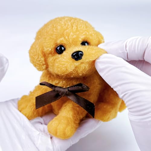 Handmade Big Taba Squishy Dog Toy, Taba Squishy Teddy Dog Toy, Cute Squishy Poodle,Realistic Puppy Toy, Silicone Mochi Fidget Pup, Stress Relief Gift for Adults & Kids (Brown - XL)