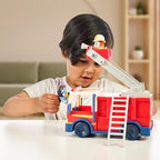 Bluey Firetruck Toy with Firefighter Bingo, Bob Bilby Figures | Extendable Ladder & Hose | Includes Stickers - Perfect for Kids Ages 3+