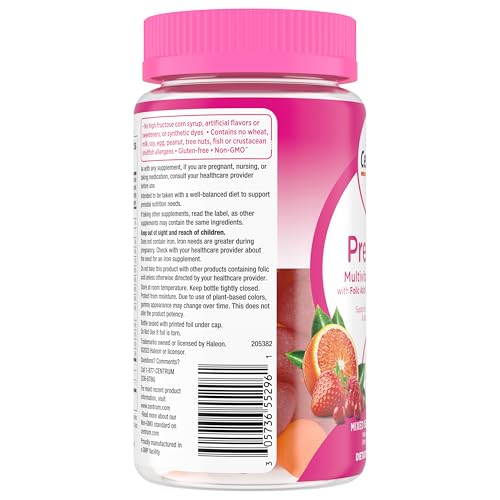 Centrum Prenatal Multivitamin Gummies with DHA and Folic Acid, Mixed Berry and Orange Flavors - 60 Count, 30 Day Supply