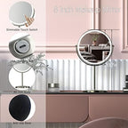 8" Lighted Makeup Mirror with Magnification, 1X/10X Magnifying Lighted Vanity Mirror, Double Sided 360 Swivel USB Rechargeable, 3 Colors Dimmable Lightning Mirror with 52 LEDs Brush Nickle