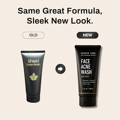 Shield Face Wash for Men and Boys, Deep Clean Gel Formula with Balancing Botanicals, Unscented, 5.1 oz, Pack of 2