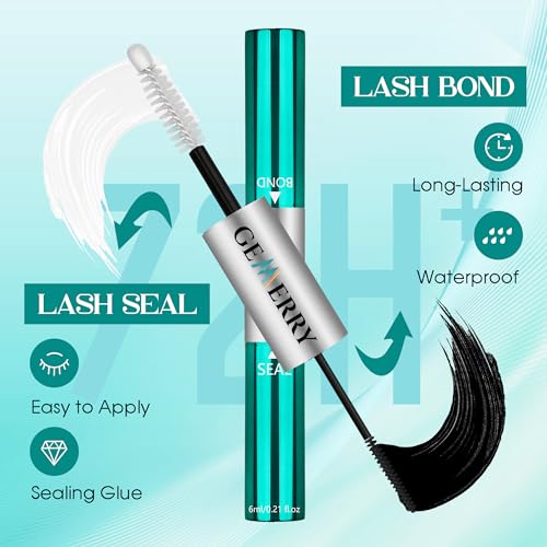 GEMERRY Thick Lash Clusters Kit Fluffy Lash Extension Kit Cluster Lashes 280Pcs D Curl Eyelash Extension Kit With Bond and Seal, Lash Tweezers, DIY Lash Extension(100P-8-16mm)