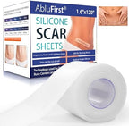 Silicone Scar Tape, Medical Silicone Scar Sheets, Strips, Scars Away, Effective Professional Scar Removal Sheets for Keloids, Tummy Tuck, C-Section, Acne, Burn et (1.6x120 Inch (Transparent))