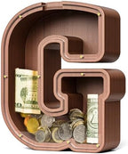 Summidate Wooden Letter Piggy Bank, Extra Thick Large Capacity Piggy Bank for Kids Boys Girls Toddler, Alphabet G Money Bank| Coin Box Birthday, Christmas, Festival