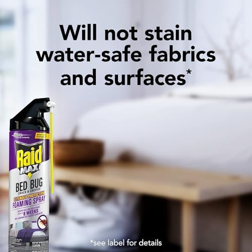 Raid Max Bed Bug Crack & Crevice Extended Protection Foaming Spray, Kills Bed Bugs for up to 8 weeks on Laminated Woods and Surfaces, 17.5 oz