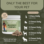 ASHER HOUSE WELLNESS Dog Allergy Chews - All-Natural Itchy Skin Relief for Dogs with Bee Pollen, Colostrum - Licking Paw Treatment, Allergy Medicine for Dogs Over 12 Weeks, 120 Chews
