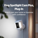 Ring Spotlight Cam Plus, Plug-In | Home or business security with HD video, Two-Way Talk, Color Night Vision, and Security Siren (2022 release) - White