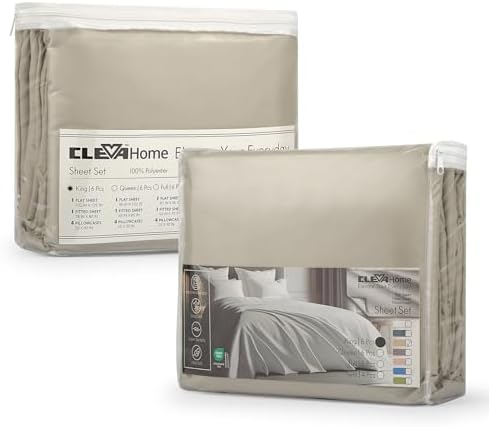 ClevaHome Twin Size Sheet Set - 4 Piece Soft Breathable Luxury Bed Sheet Set - Shrinkage & Fade Resistant Embroidered Bedding Sheet with Deep Pocket, 2 Extra Pillowcases (Twin, Oat Milk)