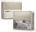 ClevaHome Twin Size Sheet Set - 4 Piece Soft Breathable Luxury Bed Sheet Set - Shrinkage & Fade Resistant Embroidered Bedding Sheet with Deep Pocket, 2 Extra Pillowcases (Twin, Oat Milk)
