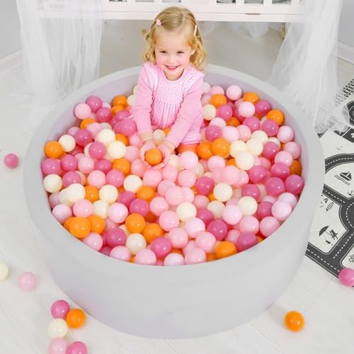 GOGOSO Ball Pit Balls for Toddler, Baby Plastic Playballs Kids Soft Pastel Pelotas Non-Toxic BPA-Free 3pink+Orange+Yellow, 500 Balls