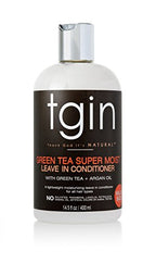 tgin Green Tea Super Moist Leave in Conditioner for Curly, Coily and Wavy Hair, with Argan Oil, Shea Butter and Green Tea, Moisturizes and Nourishes Dry Hair, 13 oz