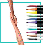 BIC BodyMark Temporary Tattoo Markers for Skin, Pride Pack, Flexible Brush Tip, 11-Count Pack of Assorted Colors, Skin-Safe, Cosmetic Quality