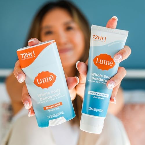 Lume Skin Care Gift Set for Women, Whole Body Deodorant Starter Pack - Smooth Solid Stick, Invisible Cream Tube, Acidified Body Wash Mini & Deodorant Wipes - Aluminum Free Odor Control (Unscented)