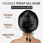 PARISBELLA Reversible Silky Satin Bonnet for Sleeping, Smooth As Silk Hair Wrap for Sleeping, Adjustable Satin Sleep Cap for Women, Stylish Turban for Curly Hair, Black, Pack of 1