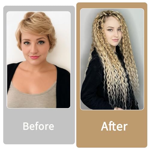 Boho Dreadlocks extension Synthetic Double Ends Dreadlocks with Curly Ended, 20 inches 5 Strands Fish-Bone Braids, Handmade Soft DE Dread Locks (DE 27/613, 24inch)