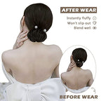 BARSDAR Human Hair Bun Extension - Human Hair Bun Scrunchie for Women Girls - Real Hair Buns Hair Piece Large Black Hair Bun Extensions Updo Chignons Daily - Natural Black