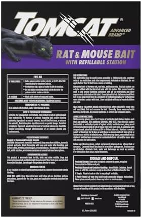 Tomcat Advanced Brand Rat & Mouse Bait with Refillable Station, Indoor and Outdoor Use, 1 Station and 12 Poison Block Refills
