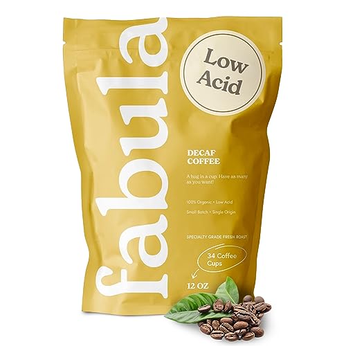 Fabula Coffee Decaf Dark Roast Whole Beans - Organic - Low Acid - Single Origin - Non-GMO - Mold Free - 12 Ounce
