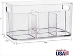STORi Bliss 5-Compartment Plastic Cosmetics Storage Organizer, Set of 2 | Clear | Rectangular Divided Makeup Bin & Vanity Caddy with Pass-Through Handles | Round Corner Design | Made in USA