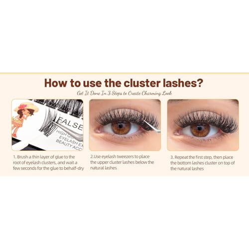 Mixed Size Kit with Applicator and Lash Bond & Seal 8-14mm/10-16mm/14-20mm Mix D Curl/DD Curl Makeup Cluster Grafting Eyelashes Individual Extension (8-14mm Mixed Lashes Kit)
