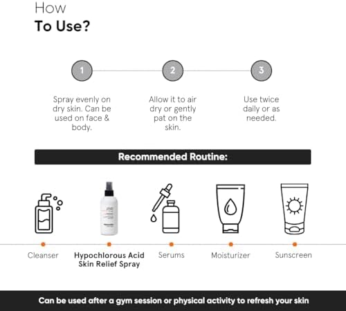 Minimalist Hypochlorous Acid Spray for Acne, Eczema & Redness Relief | Soothes & Purifies Skin Post Workout & Prevents Breakouts | Gentle on Skin HOCL Formulation | for Women & Men | 7.44 Fl Oz/220ml