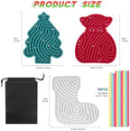 Christmas Sensory Activity Board Set, 3PCS Silicone Fidget Toy for ADHD and Autism, Sensory Toys with Christmas Tree, Stocking and Lucky Bag, Chirstmas Gifts for Kids 2+ with 54 Strings