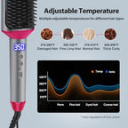 Hair Straightener Brush Straightening Comb - Ionic Heated Brush Straightener for Women, Plus 3x Dense Bristles Ceramic Styler for Thick Curly Hair, 16 Temps, 2 in 1 Flat Iron Brush Dual Voltage Travel
