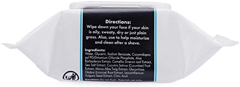 DUDE Wipes - 30 Unscented Face & Body Wipes with Sea Salt & Aloe - Alcohol Free Hypoallergenic Cleansing Wipes