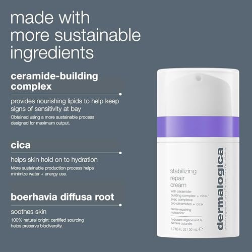 Dermalogica Stabilizing Repair Cream, Face Moisturizer for Sensitive Skin with Cica - Strengthens, Soothes, and Repairs Skin Barrier