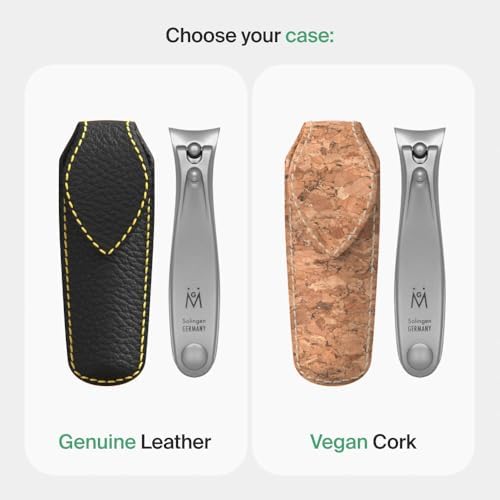 GERMANIKURE Professional Nail Clipper - FINOX Surgical Stainless Steel Manicure and Pedicure Tools in Leather Case- Ethically Made in Solingen Germany - Travel Size Nail Care