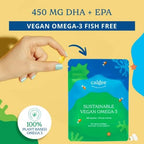 Vegan Omega 3-450mg DHA & EPA Fatty Acids - Sustainable Algae Oil - Plant-Based Fish Oil Alternative - Carrageenan-Free Softgels (120 Ct)