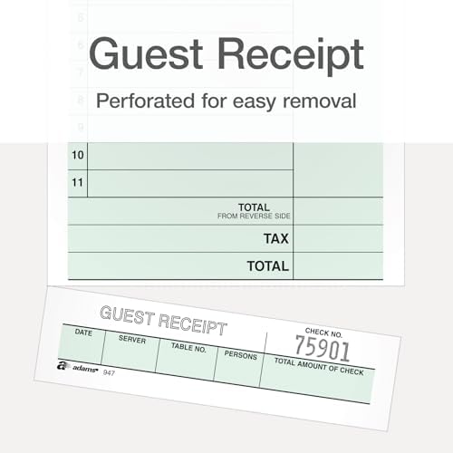 Adams Guest Check Unit Sets, 2-Part, Carbonless, White Bond/Tag, 4-1/4 x 7-1/4 Inches Detached, 250 Sets/Pack (947SWC)