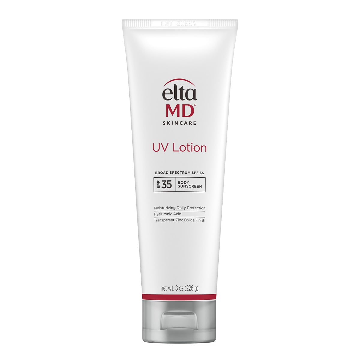 EltaMD UV Lotion Body Sunscreen, SPF 30+ Sunscreen, Body Lotion with SPF Made with Zinc Oxide and Hyaluronic Acid, 8.0 oz Pump