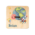 Wooden Piggy Bank for Kids and Adults, Personalized Gift Handmade in USA by BloomOwl, Custom Piggy Bank, Personalized Banks for Kids, Gifts for Baby Boys and Girls (Astronaut)