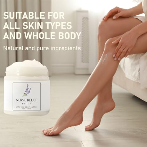 Neuropathy Cream, Magnesium Cream for Neuropathy, Nerve Relief Lotion for Feet Hand Nerve Neuropathy No Greasy Body Lotion Cream with Natrural Ingredients For Soothing Body Day Night, Lavender