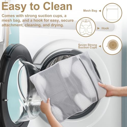 Ergonomic Cat Shape Bath Pillow for Head and Neck, SPA Gift for Women, Machine Washable Bathtub Pillow 4D Air-Mesh with 7 Suction Cups Gray
