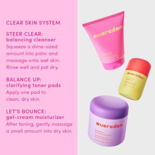 Evereden Balance Up Toner Pads for Face - Clean and Vegan Teen Water-Based Face Toner Pads with Green Tea, Chamomile, and White Tea for Oily and Pimple-Prone Skin - Balanced Skin & Clog-Free Pores