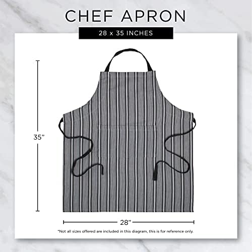 DII Women's Pantry Style Apron Collection Large Pockets, Adjustable with Long Waist Ties