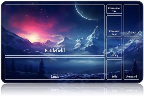 for MTG Game Playmat, for Magic TCG Rubber Play mat,Tabletop Card Playmats with Smooth Surface,Trading Card Inked Game Mat with New Zones,Battle Game,Snow Mountain Moon