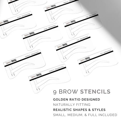 Dual-Color Eyebrow Stamp Stencil Kit with 5 Reusable Eyebrow Stencils for Professional Brow Stamping Shaping Kit and Instant Long Lasting Filling and Waterproof Tinting Definer